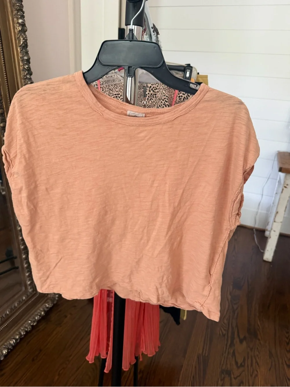 Free People Boxy Crop Tee in Peach